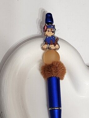 Dog Paw Pen Beaded Pen Blue Furry Black Ink Gift